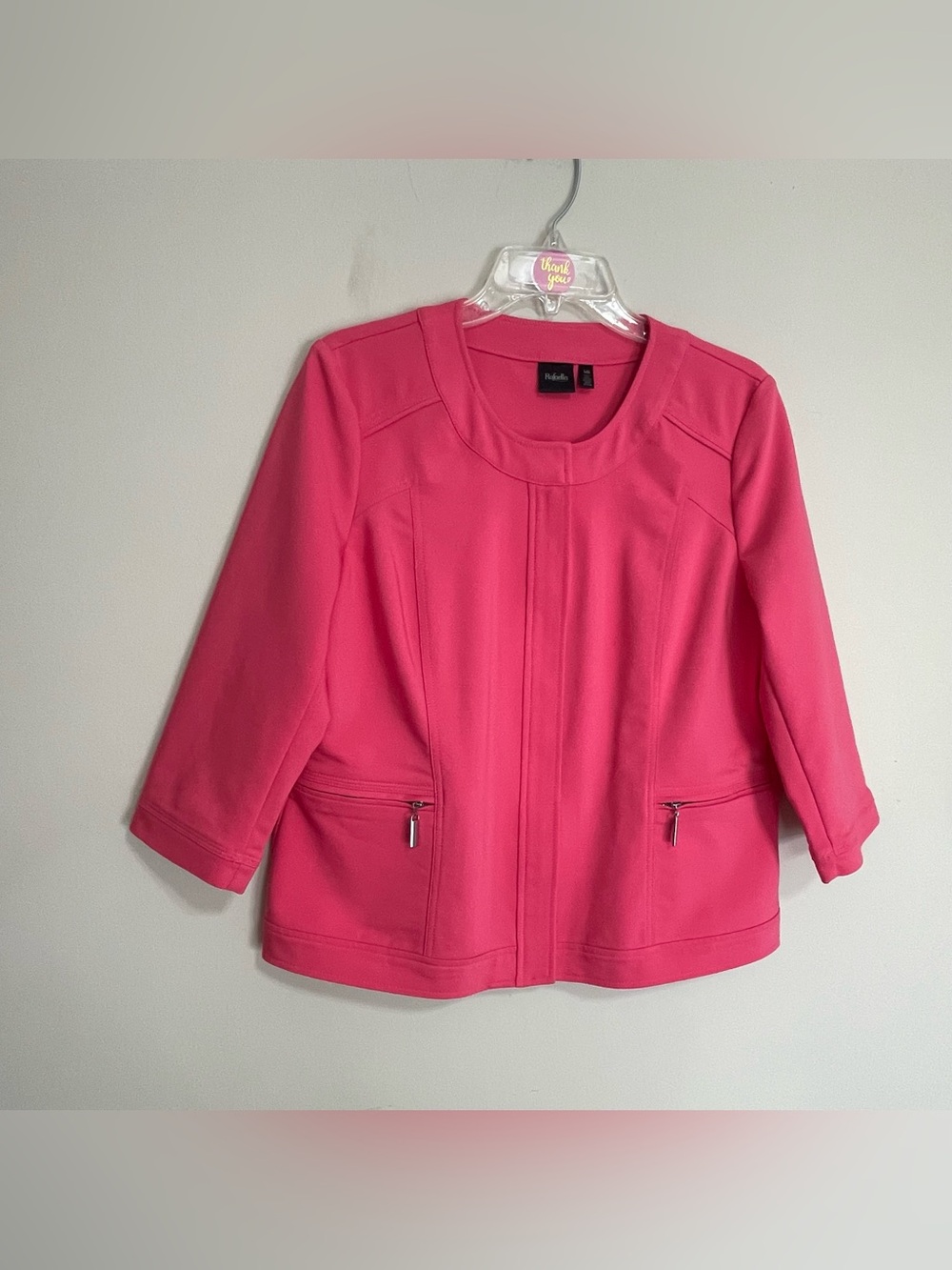 Rafaella Bubble Gum Pink Open-Front Ponte Jacket~ Size Large- Professional